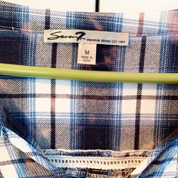 Seven7 Tie Dye Western Plaid Tie front Hi Lo Tunic with Fun Bell Sleeves Sz M - Picture 8 of 15